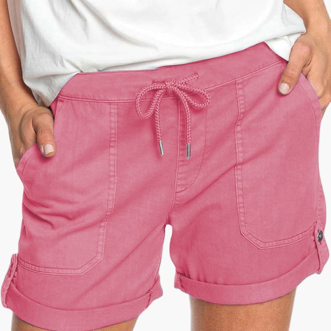 Women's Drawstring Shorts Cuffed Hem
