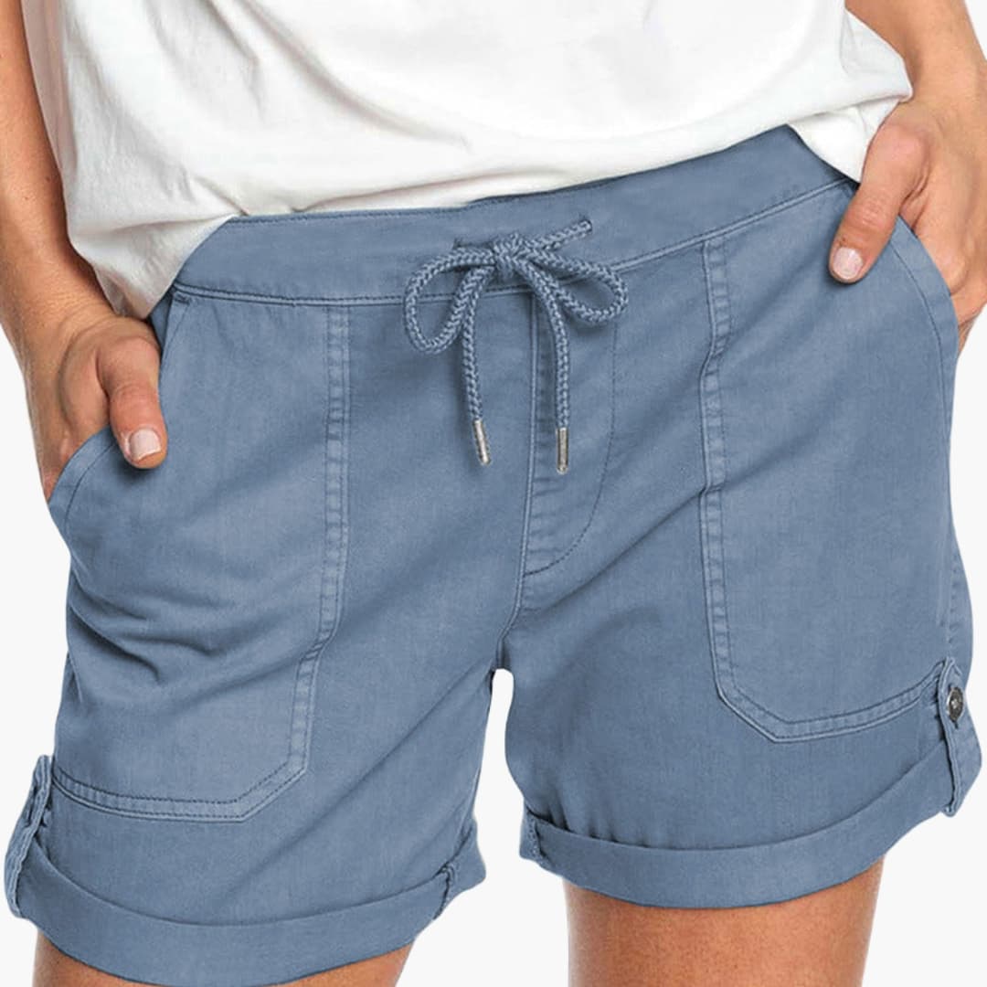 Women's Drawstring Shorts Cuffed Hem - Vonnera