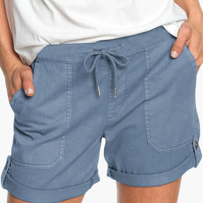Women's Drawstring Shorts Cuffed Hem - Vonnera