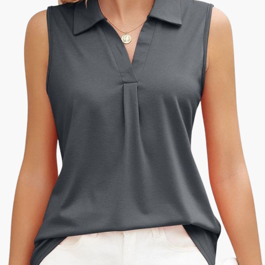Women's Sleeveless Collared Blouse Woven White
