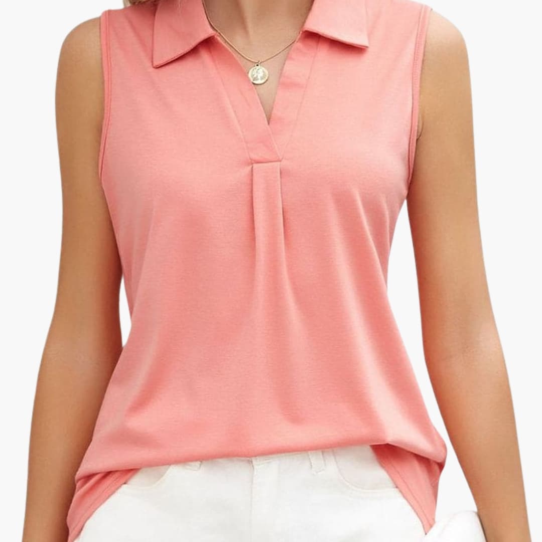 Women's Sleeveless Collared Blouse Woven White