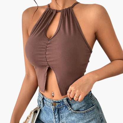 Women's Sleeveless Crop Front Slit Design - Vonnera