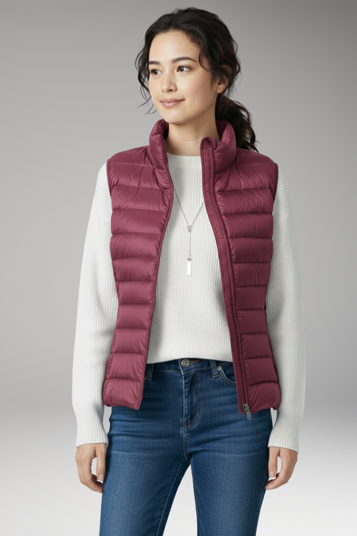 Women's Quilted Sleeveless Jacket Stand-Up Collar