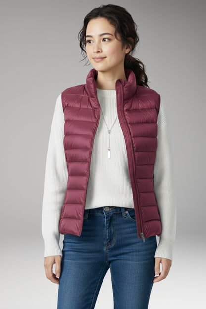 Women's Quilted Sleeveless Jacket Stand-Up Collar