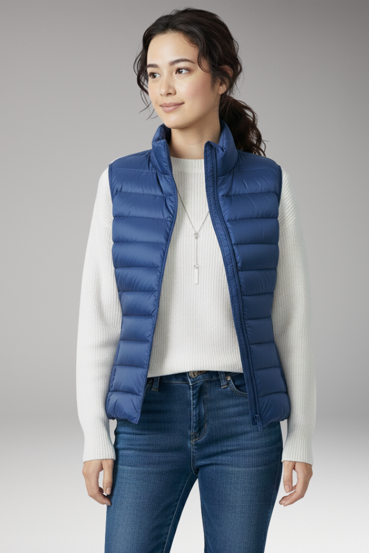 Women's Quilted Sleeveless Jacket Stand-Up Collar