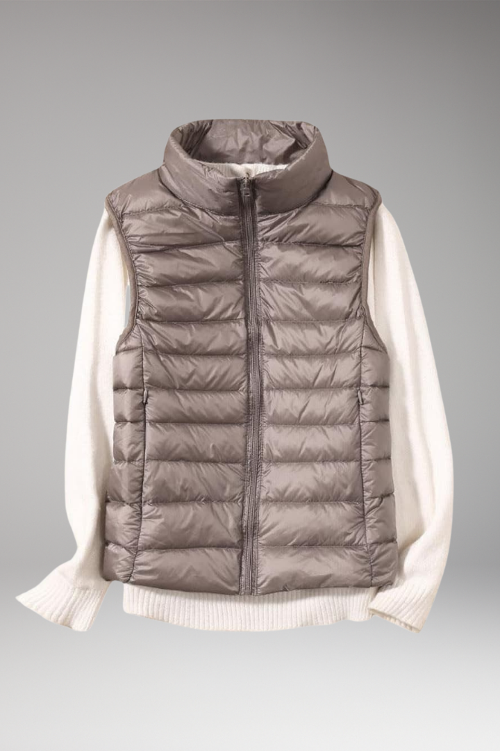 Women's Quilted Sleeveless Jacket Stand-Up Collar - Vonnera