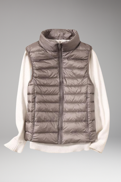 Women's Quilted Sleeveless Jacket Stand-Up Collar - Vonnera