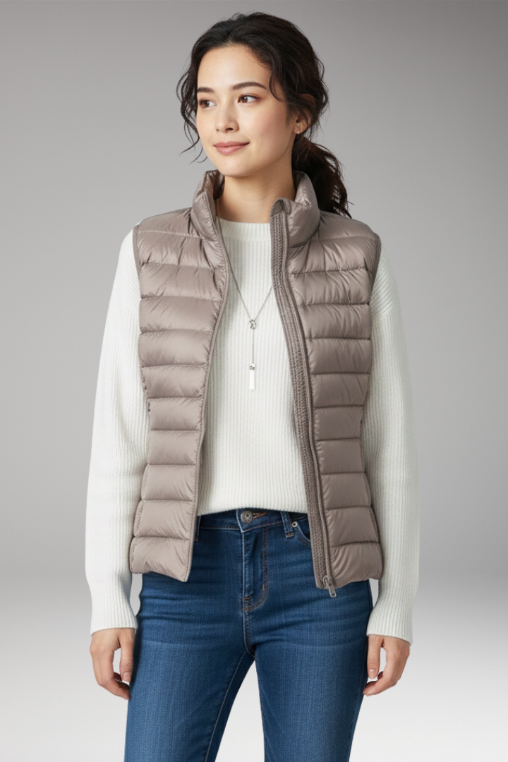 Women's Quilted Sleeveless Jacket Stand-Up Collar