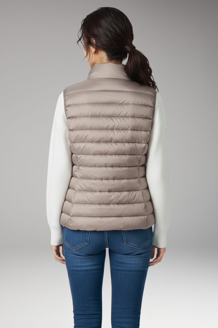 Women's Quilted Sleeveless Jacket Stand-Up Collar