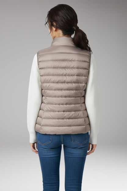 Women's Quilted Sleeveless Jacket Stand-Up Collar