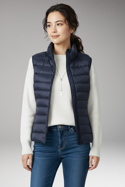Women's Quilted Sleeveless Jacket Stand-Up Collar