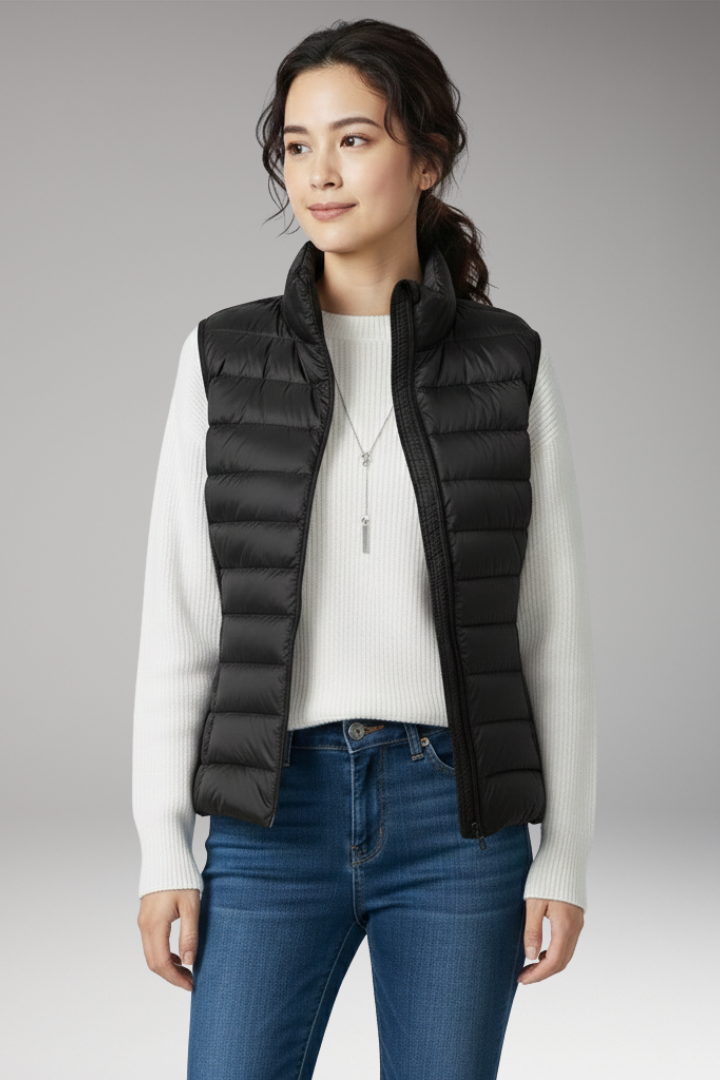 Women's Quilted Sleeveless Jacket Stand-Up Collar