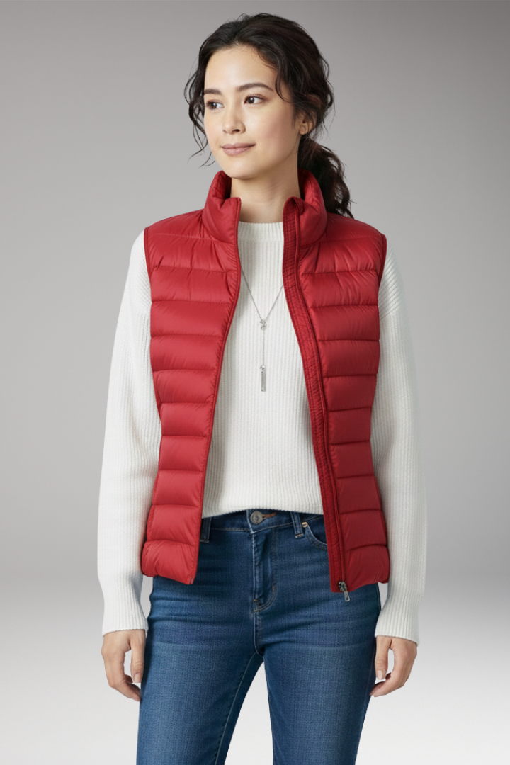 Women's Quilted Sleeveless Jacket Stand-Up Collar