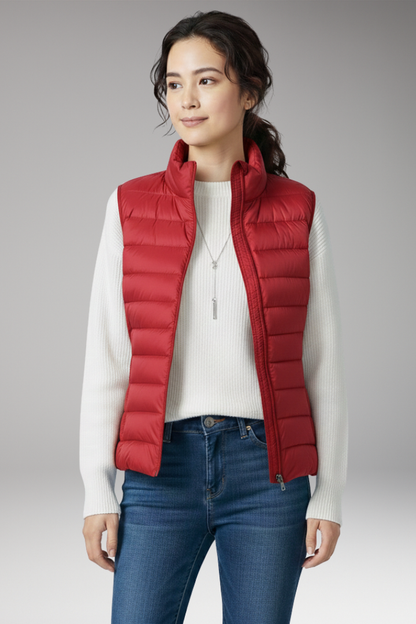 Women's Quilted Sleeveless Jacket Stand-Up Collar
