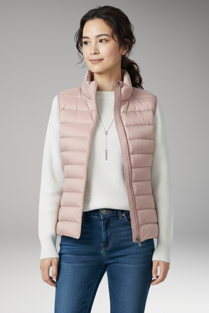 Women's Quilted Sleeveless Jacket Stand-Up Collar