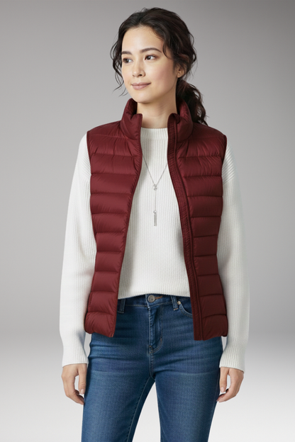 Women's Quilted Sleeveless Jacket Stand-Up Collar