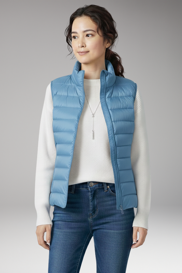 Women's Quilted Sleeveless Jacket Stand-Up Collar