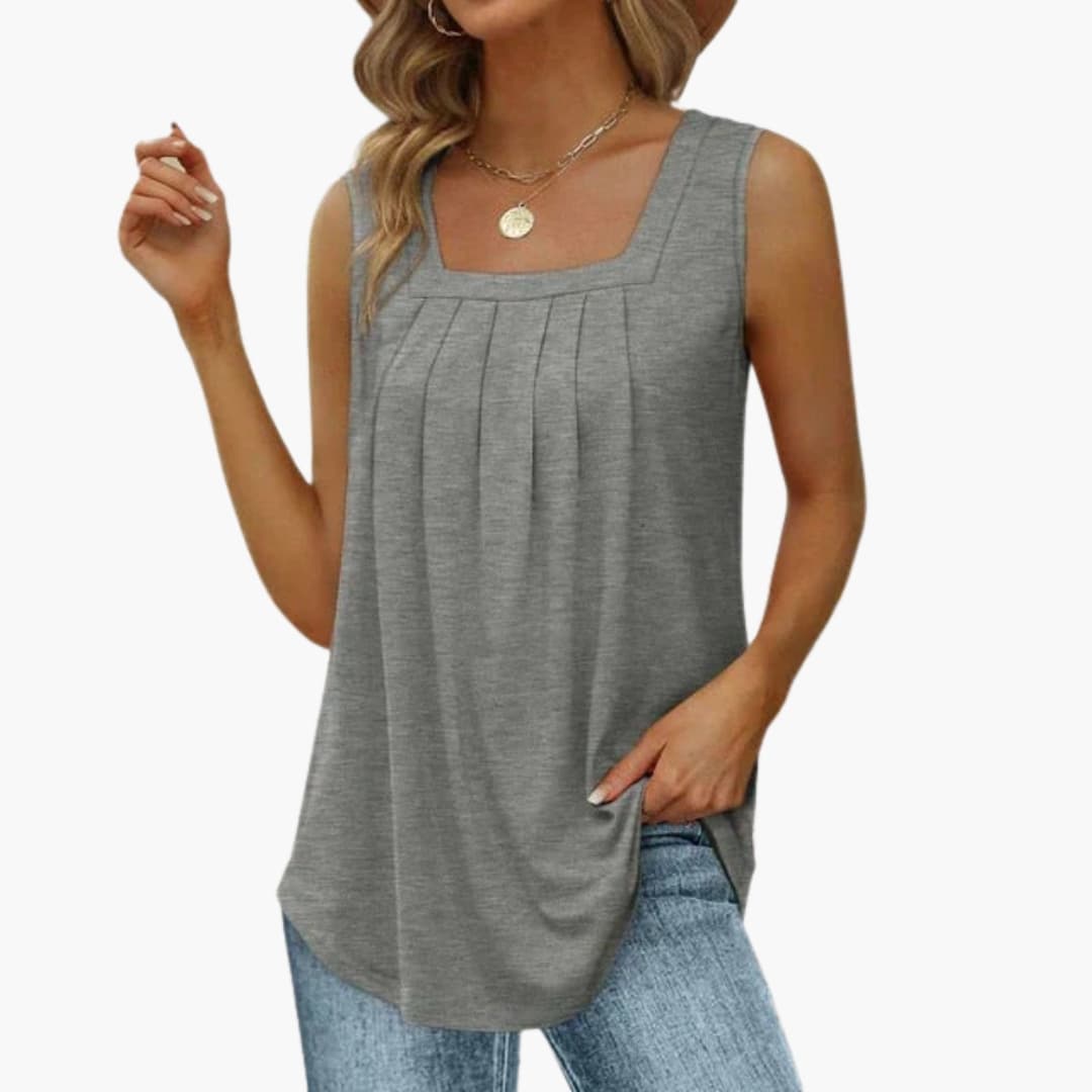 Women's Sleeveless Plain Woven Hip Length