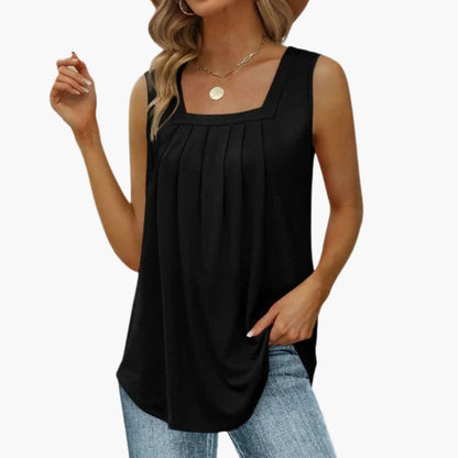 Women's Sleeveless Plain Woven Hip Length