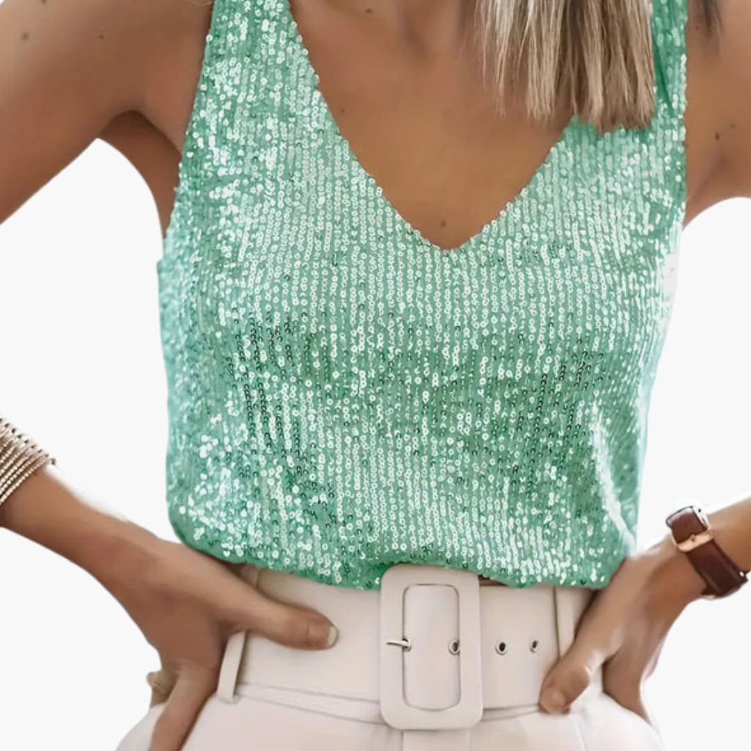 Women's Sleeveless Sequin Round Neck - Vonnera