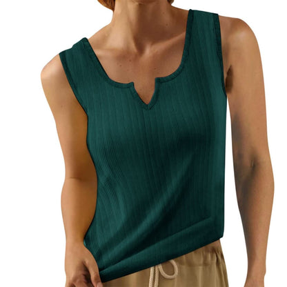 Women's Sleeveless V-Neck Ribbed
