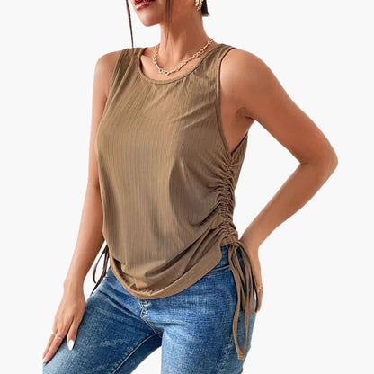 Women's Sleeveless Ruched Elastic Hem - Vonnera
