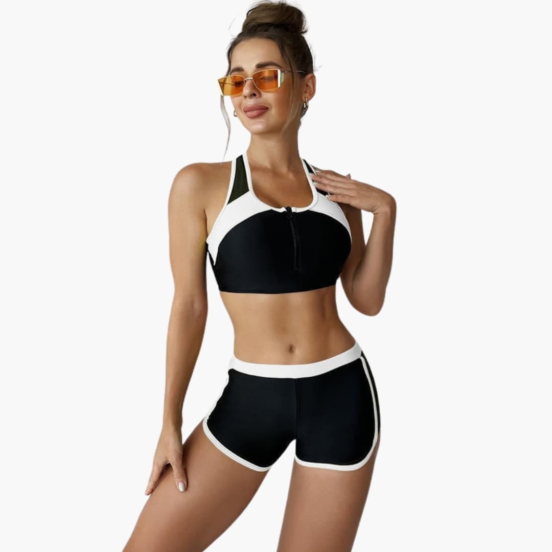 Women's Solid Bikini Adjustable Straps Black - Vonnera