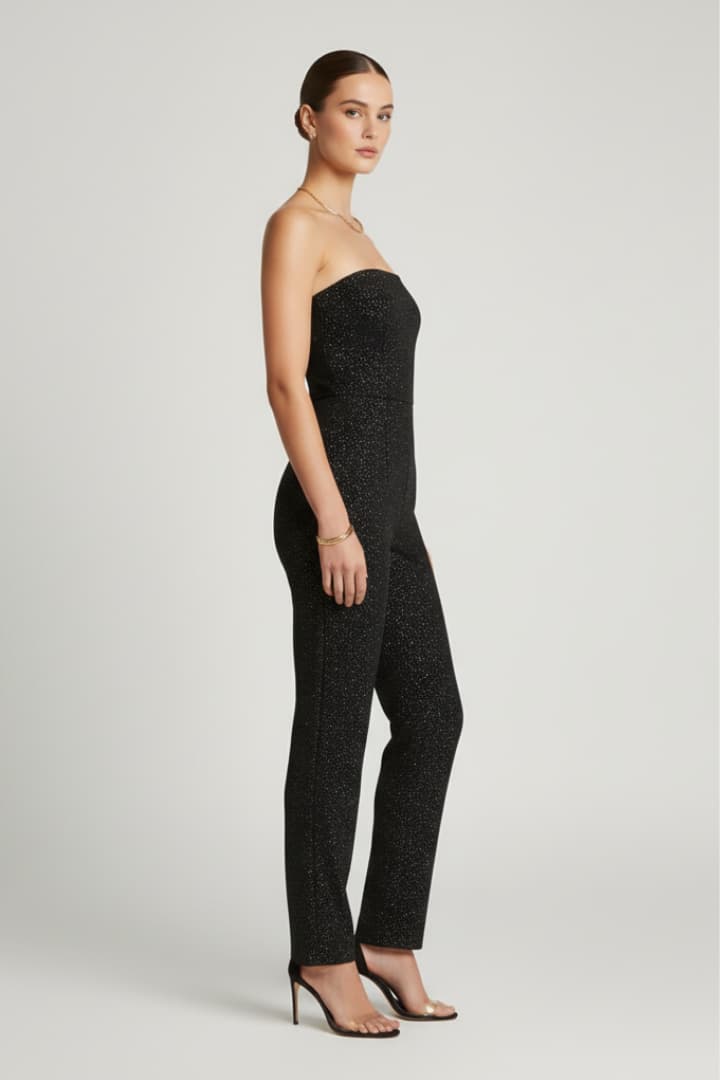 Women's Strapless Jumpsuit Straight Leg Design