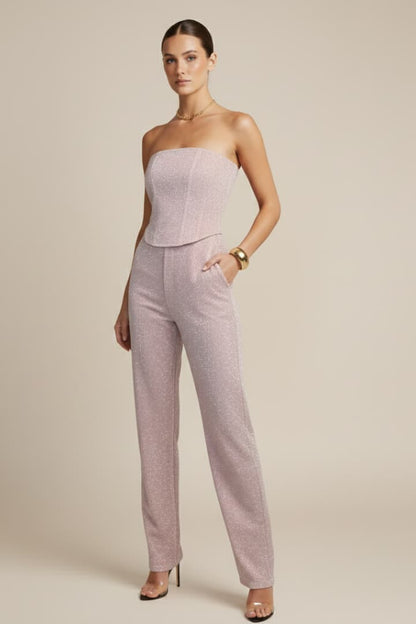 Women's Strapless Jumpsuit Straight Leg Design
