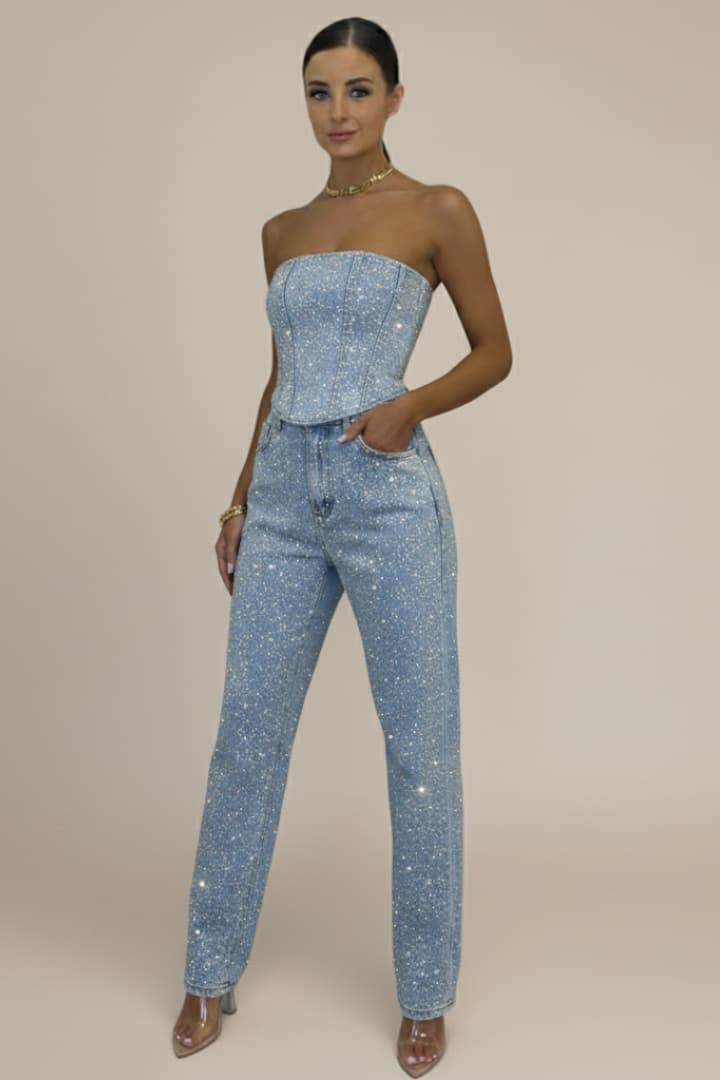 Women's Strapless Jumpsuit Straight Leg Design