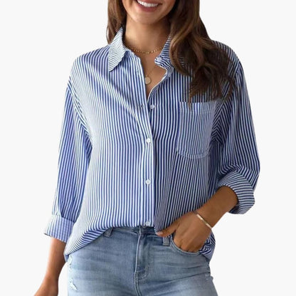Women's Cotton Long Sleeve Button-Down Shirt - Vonnera