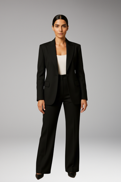 Women's Slim Fit Blazer Suit Set Wide Leg Pants
