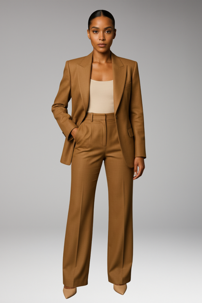 Women's Slim Fit Blazer Suit Set Wide Leg Pants