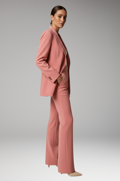 Women's Slim Fit Blazer Suit Set Wide Leg Pants