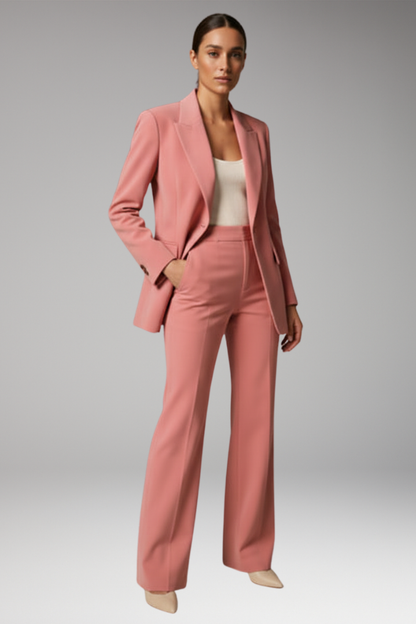 Women's Slim Fit Blazer Suit Set Wide Leg Pants