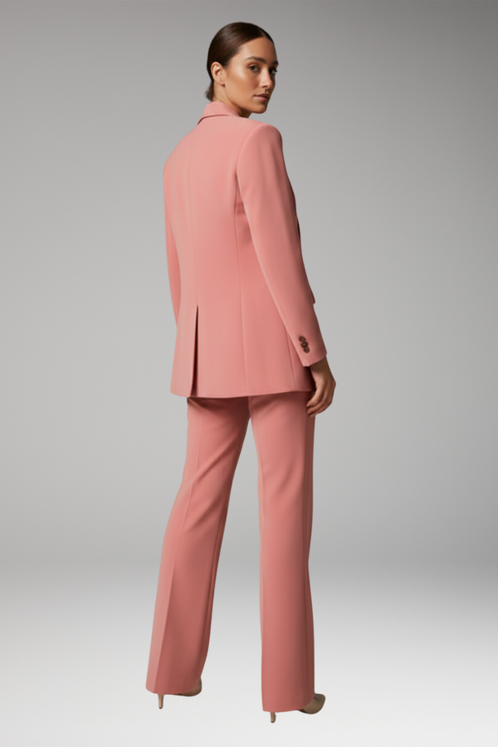 Women's Slim Fit Blazer Suit Set Wide Leg Pants