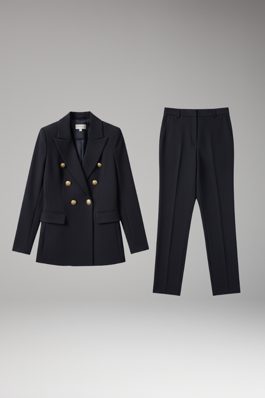 Women's Two Piece Suit Notched Lapel Jacket Straight Trousers - Vonnera
