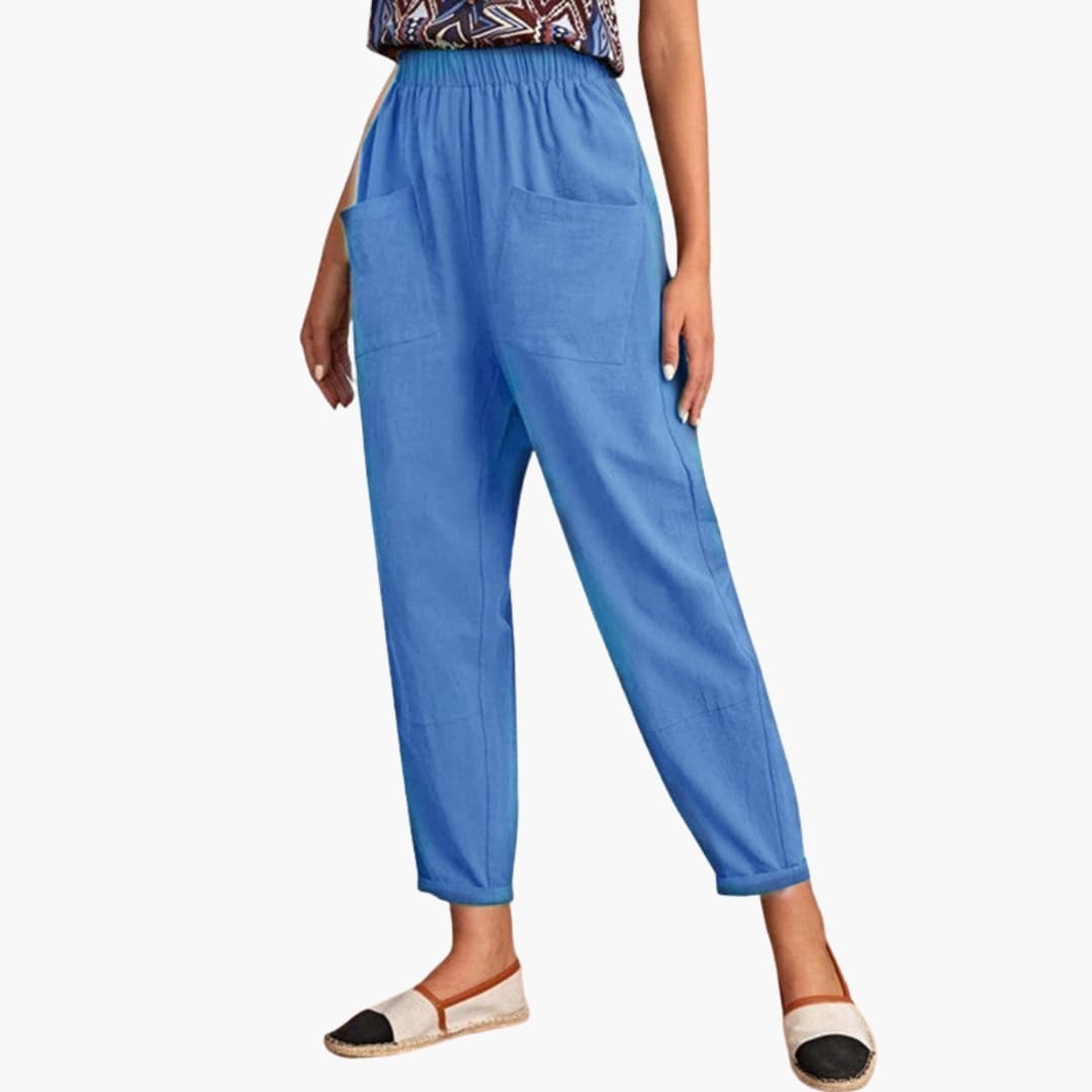 Women's Elastic Waist Full-Length Pants Loose Fit