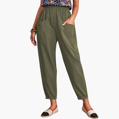 Women's Elastic Waist Full-Length Pants Loose Fit