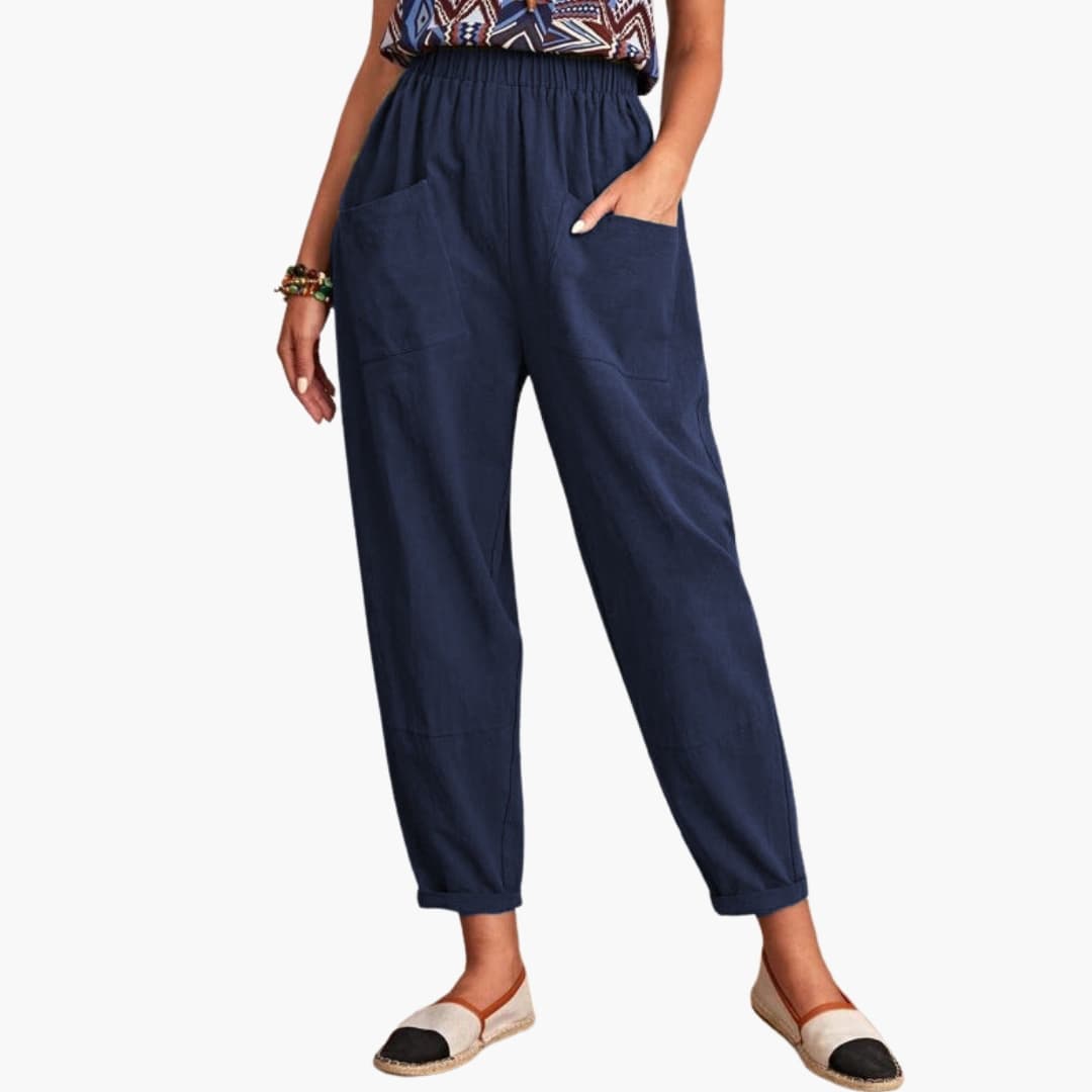 Women's Elastic Waist Full-Length Pants Loose Fit