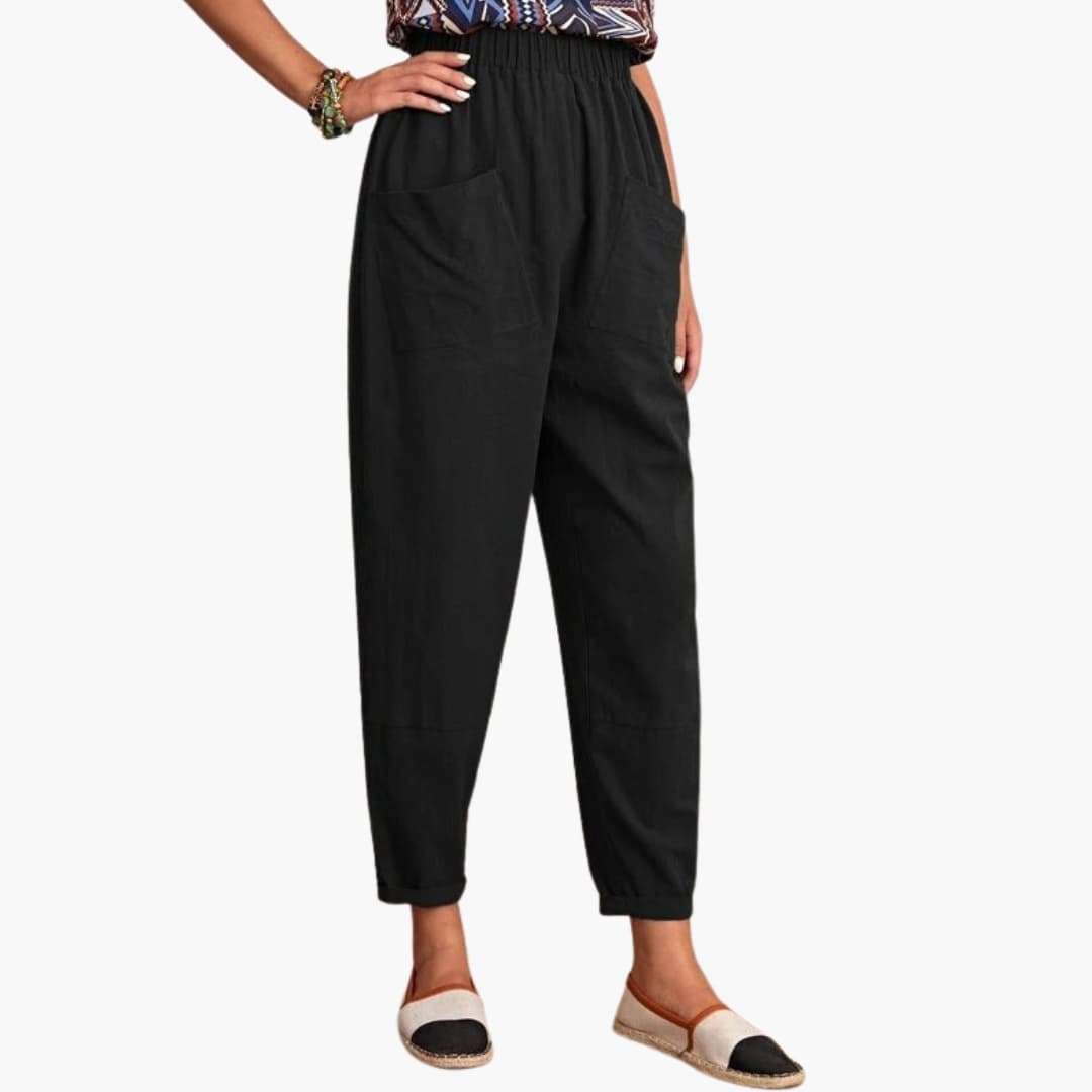 Women's Elastic Waist Full-Length Pants Loose Fit - Vonnera
