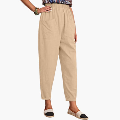 Women's Elastic Waist Full-Length Pants Loose Fit