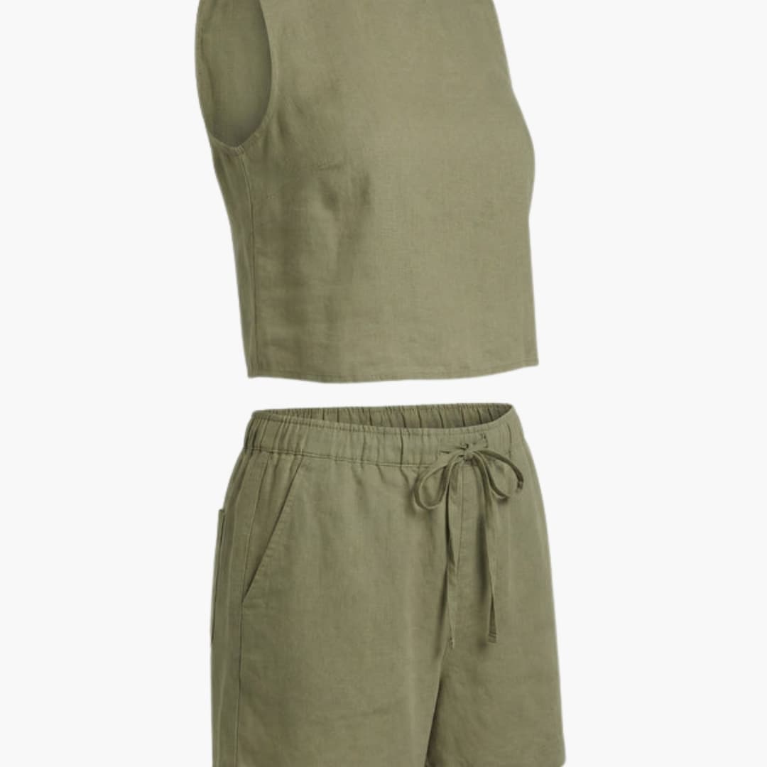 Women's Summer Shorts Set Short Sleeve Elastic Waist Shorts - Vonnera