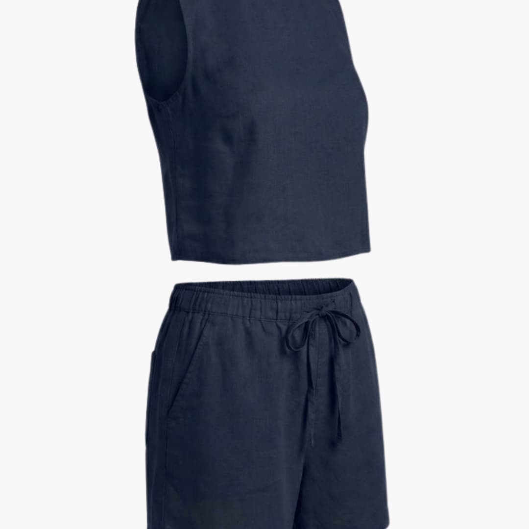 Women's Summer Shorts Set Short Sleeve Elastic Waist Shorts