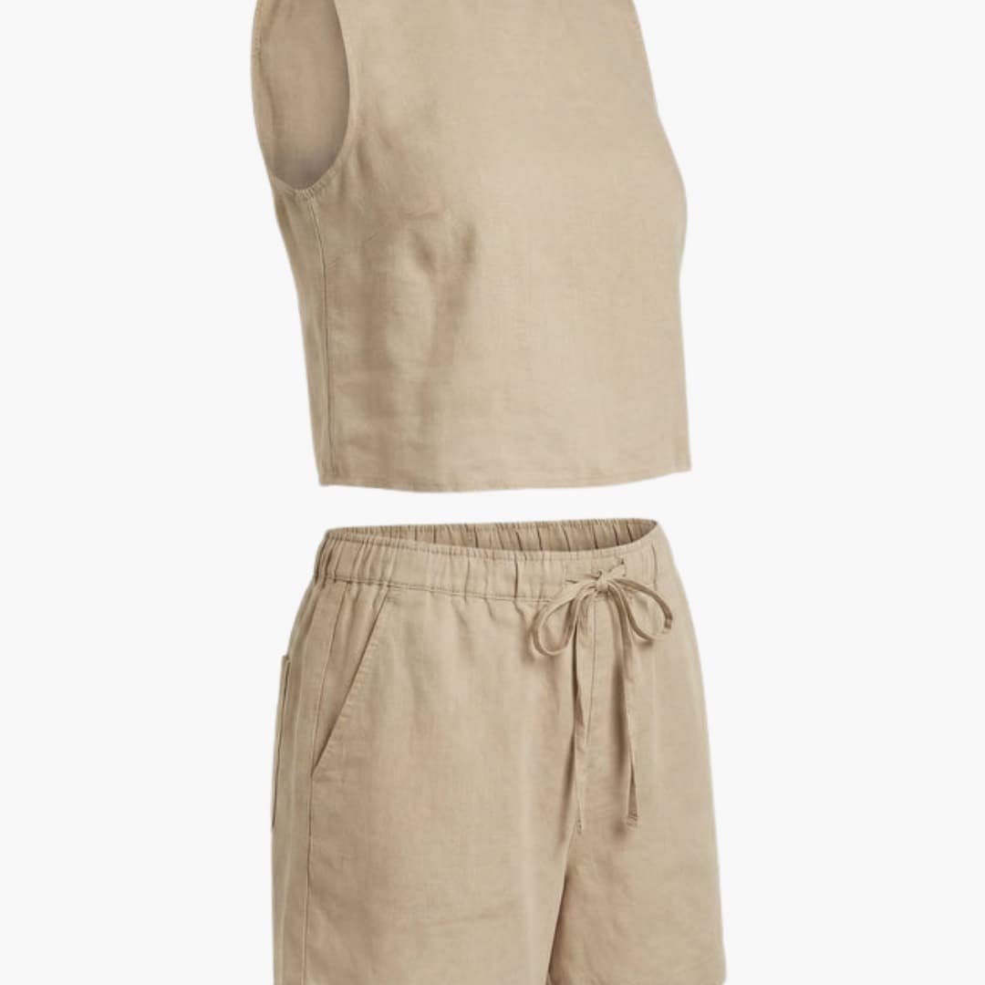 Women's Summer Shorts Set Short Sleeve Elastic Waist Shorts