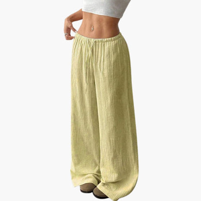 Women's Wide Leg Pants Elastic Waist Full-Length Black