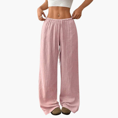 Women's Wide Leg Pants Elastic Waist Full-Length Black - Vonnera