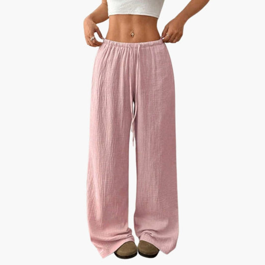 Women's Wide Leg Pants Elastic Waist Full-Length Black - Vonnera