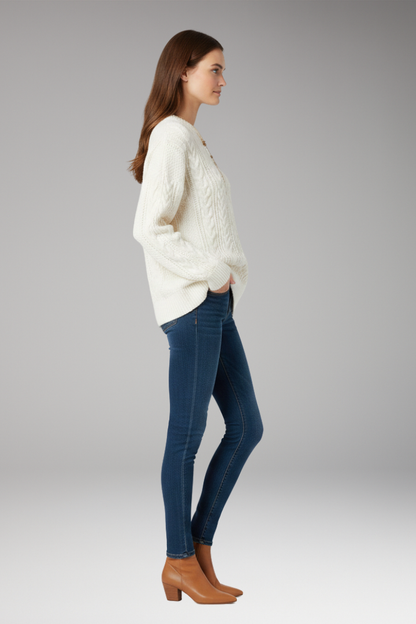 Women's Crew Neck Cable Sweater