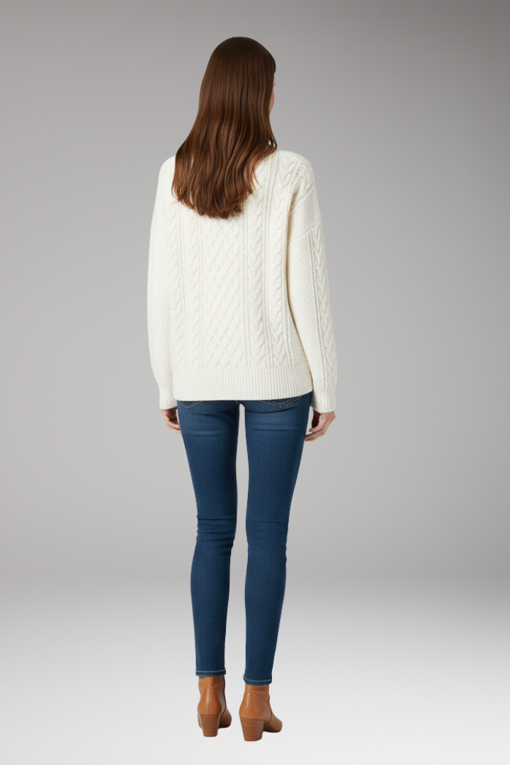 Women's Crew Neck Cable Sweater